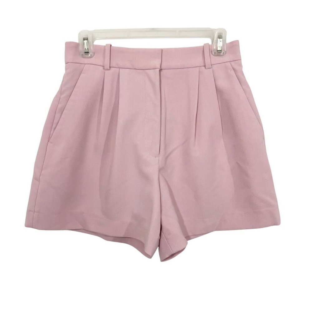 Abercrombie & Fitch High-Waist Pleated Pink Shorts